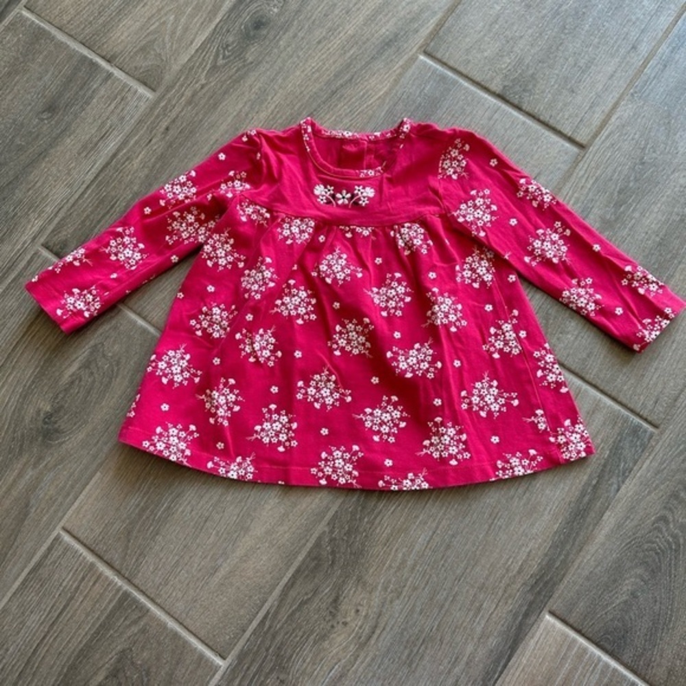 Little me bright pink floral print long sleeve